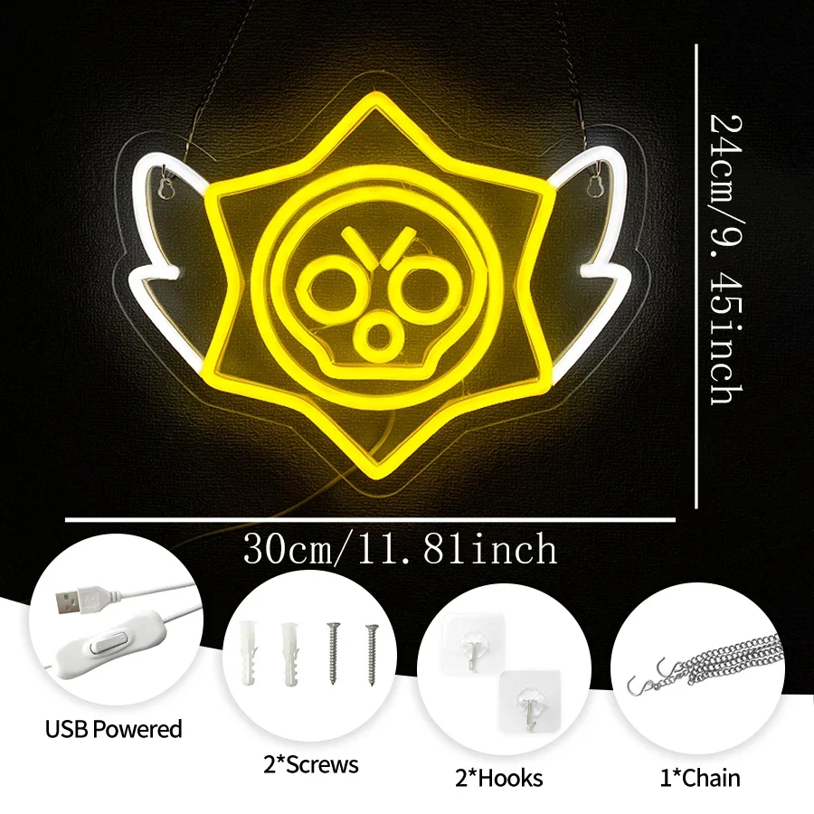 Gaming LED Neon Lights for Kids Game Room Man Cave,USB Neon for Bedroom,Gamer Gifts for Men Boys Stars Neon Sign for Wall Decor
