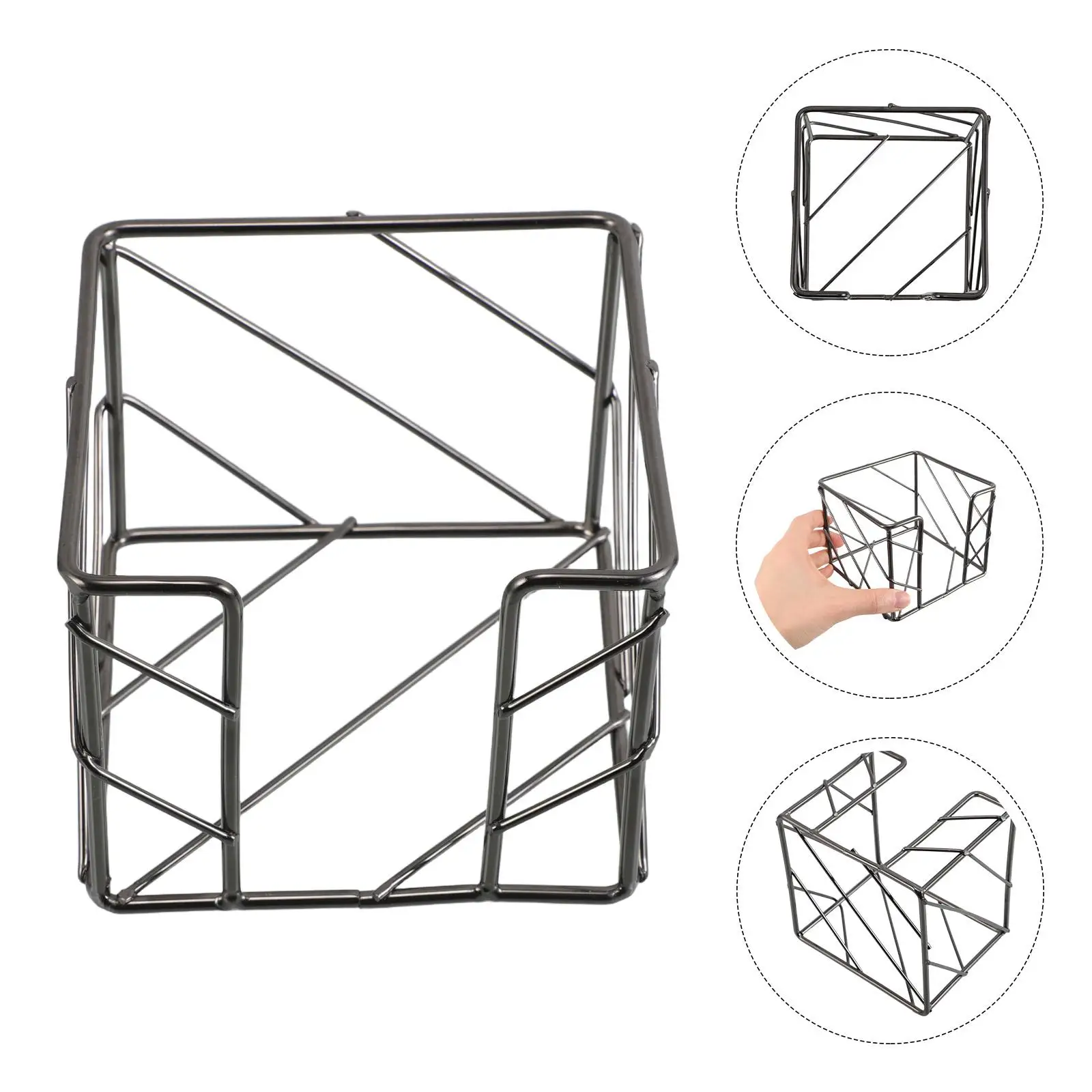 Железный диспенсер для блокнота, черная проволочная стойка, держатель для заметок, квадратный настольный органайзер, большая емкость, полый стильный простой офис
