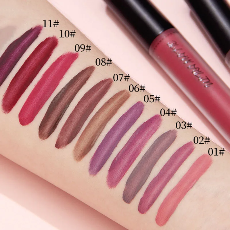 Seksowna Aksamitna Matowa Pomadka Długotrwały Płynny Błyszczyk do Ust Makijaż Ust Kobiety Uroda Czerwona Nieprzywierająca Kubek Wodoodporny Błyszczyk do Ust
