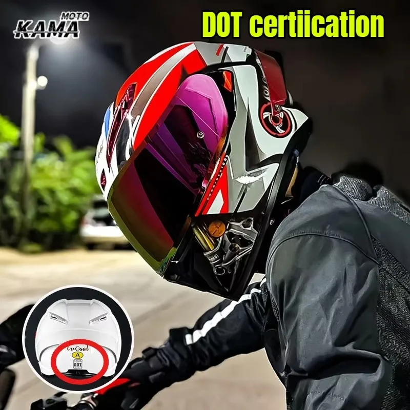 Motorcycle Double Mirror Full Helmet Off-road Full Helmet Safety Cycling Helmet Four Seasons Motorsiklet Kask DOT Certification