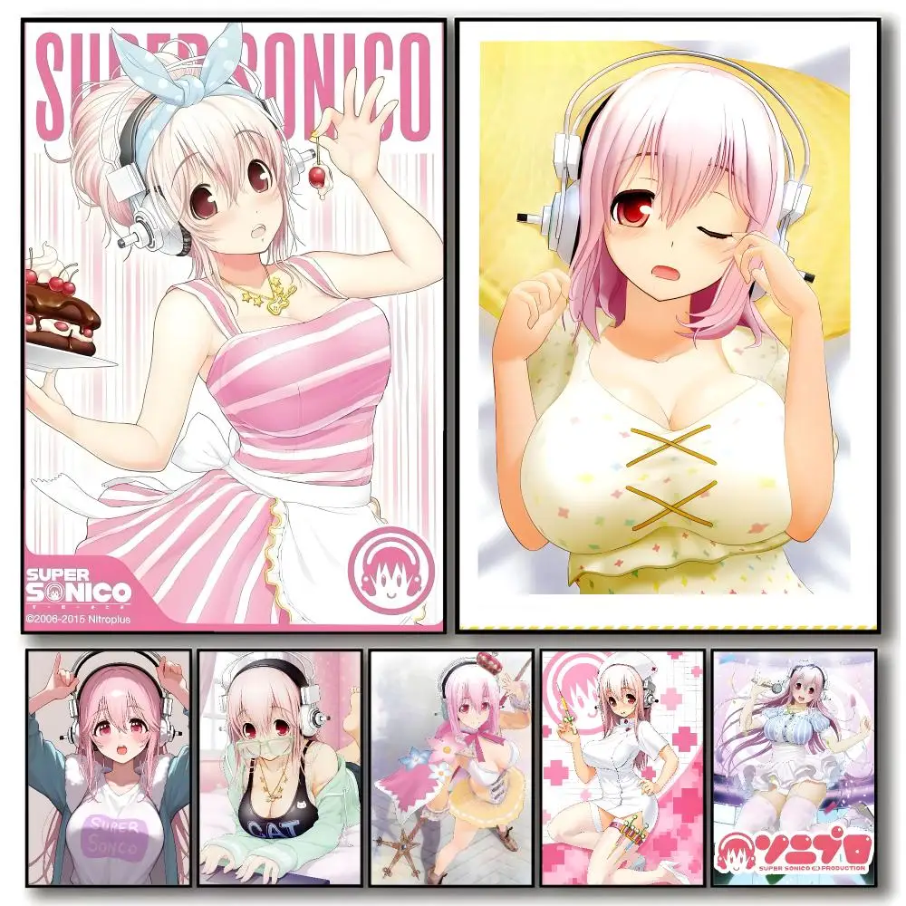 Cute Anime S-super Sonico the Animation Poster Trendy Aesthetic Wall Art Poster for Dorm Room Bedroom Decor