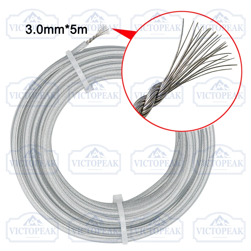 Gardening Power Tool Parts Brush Cutter Replacement Accessories Round 3.0mm/5m Durable Nylon Wrapped Steel Wire Trimmer Line view 6