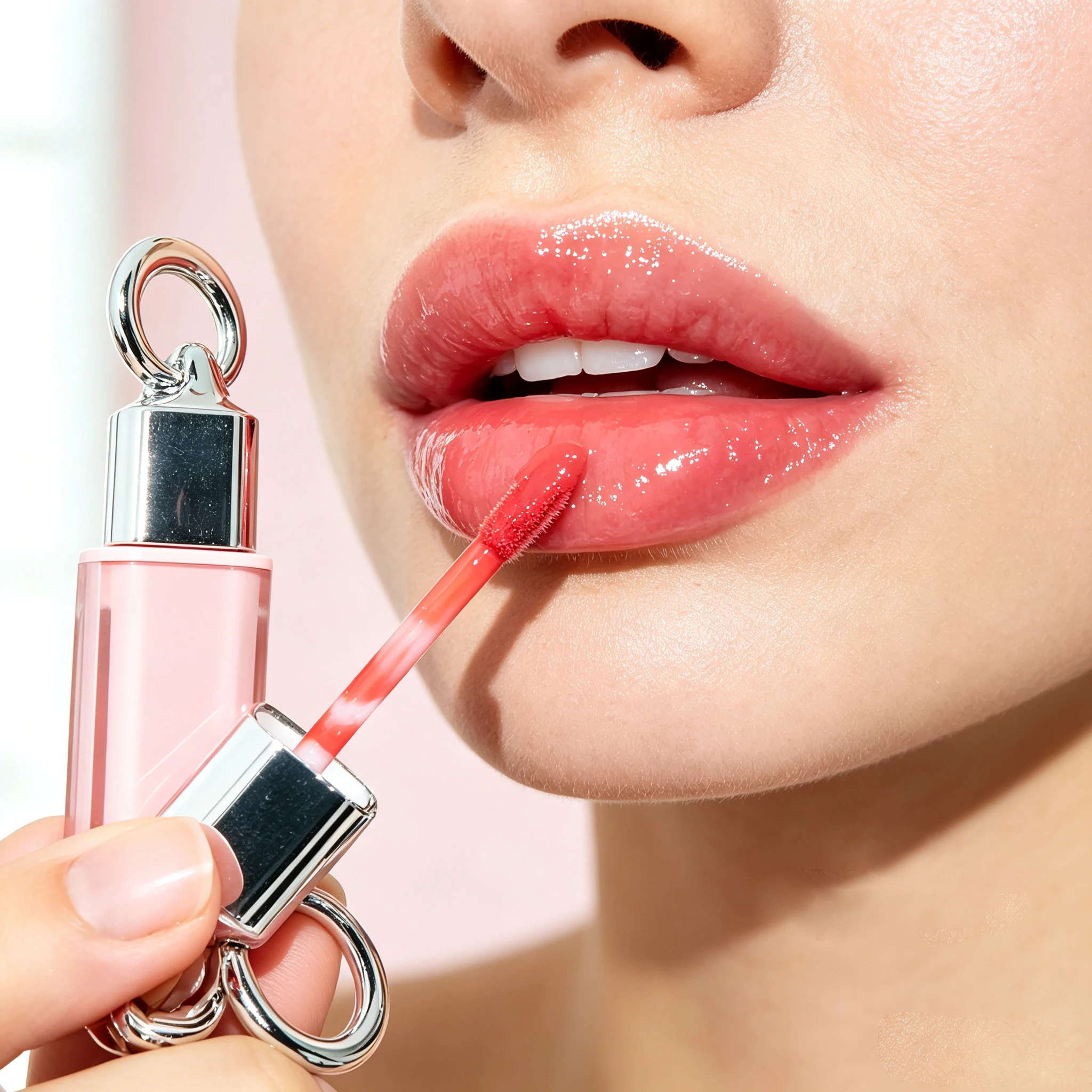 8ml Press Pump Lip Gloss Watery Shine Moisturizing Massage Lip Oil Private Label Custom Logo Vegan Makeup Wholesale