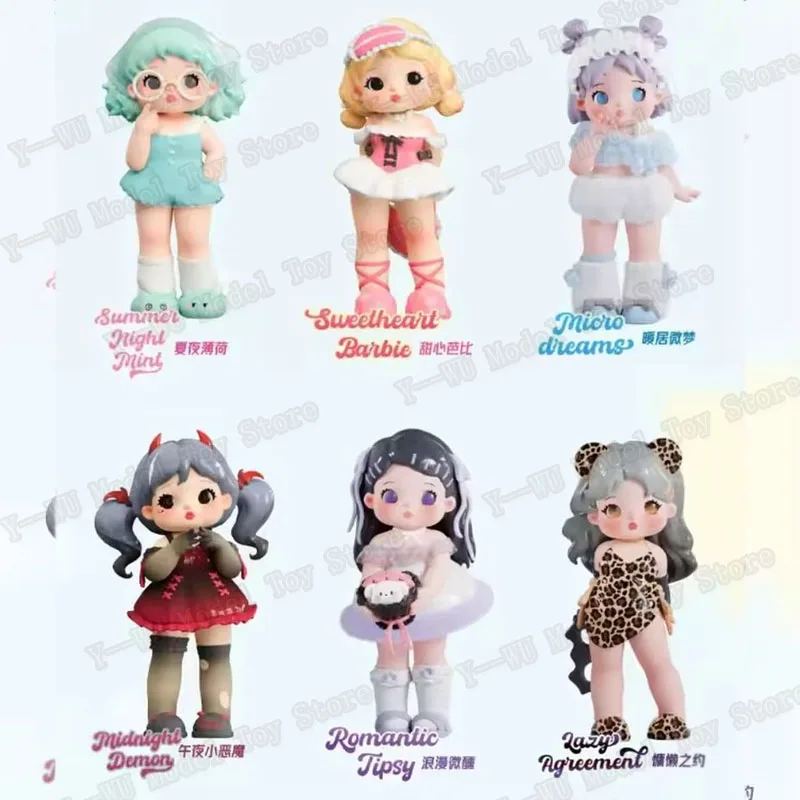 Ramy pijamas festa série caixa cega americana retro boneca mistério caixa bonito modelo boneca kawaii anime figura de ação coleção personalizada