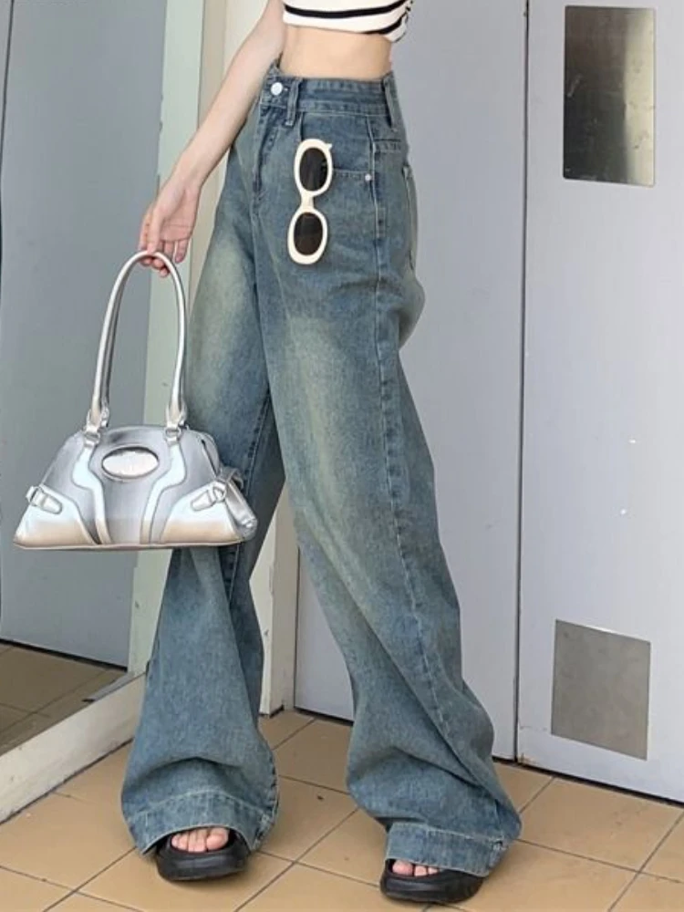 

Джинсы женские весенние универсальные офисные женские уличные классические широкие брюки свободные студенческие для отдыха Ulzzang сделать старые популярные праздники