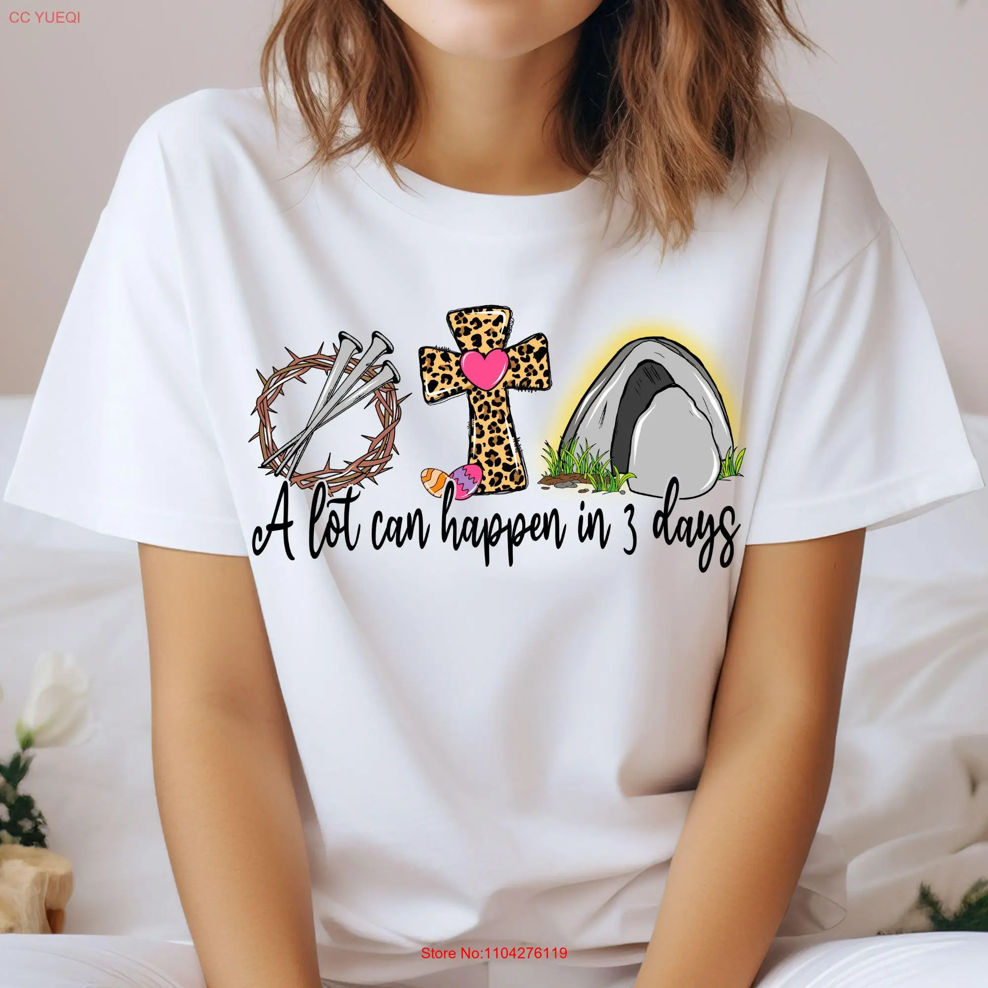 

Пасхальная футболка с изображением Иисуса для женщин, много может случиться в 3-дневном христианском стиле, свитер с длинными или короткими рукавами на религиозном день