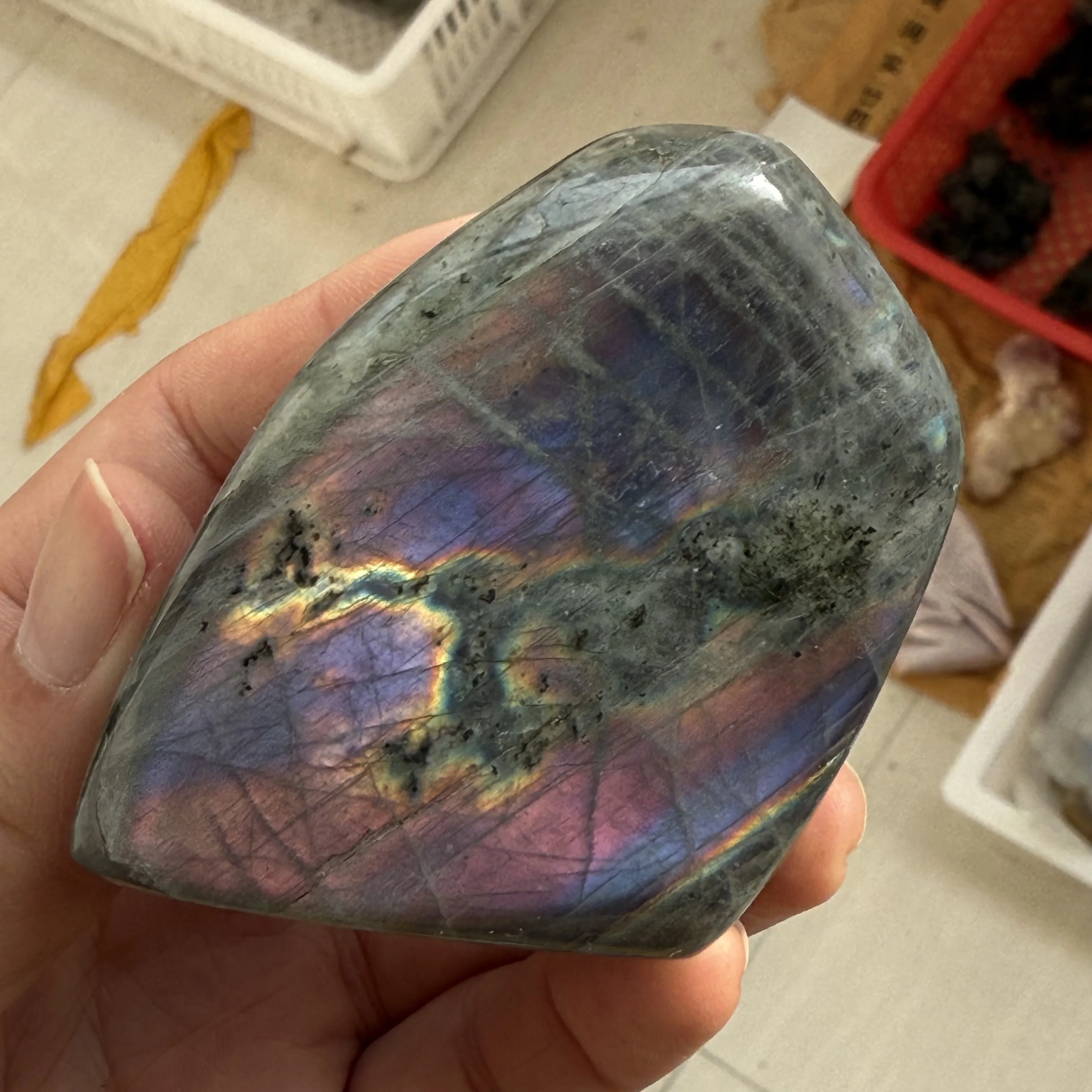 Natural Purple Labradorite Violet Stone Witchcraft Chakra Spiritual Reiki Healing Feng Shui Crystals Room Decoration