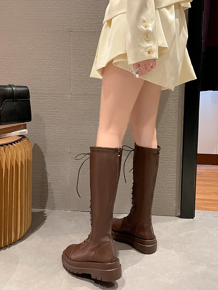 Round Toe Lolita Boots Female Shoes Winter Footwear Sexy Thigh High Heels High Sexy Ladies 2023 Med Autumn Over-the-Knee