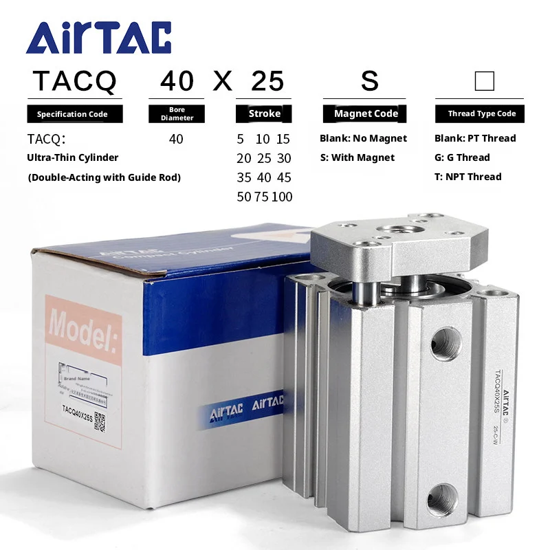 AIRTAC TACQ Serie Kompakter Führungsstangenzylinder Doppeltwirkender Nicht-rotierender Pneumatikzylinder für Automatisierungsanlagen Kolben – Detail 4