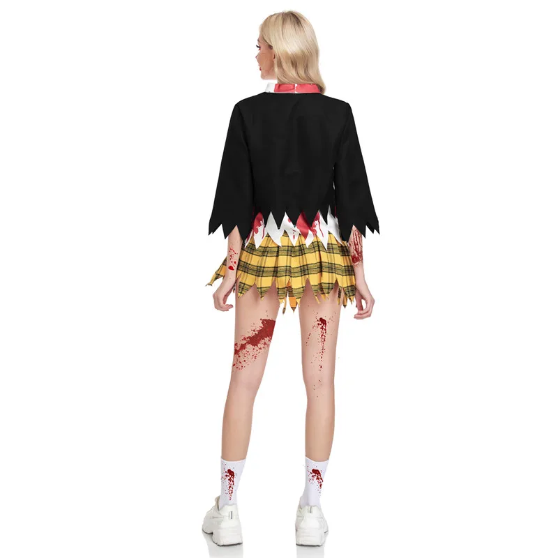 Horror Campus Zombie Cosplay Halloween Costume Bloody School Uniform Dress Up Women Girl Halloween Carnival Party Fancy Clothing