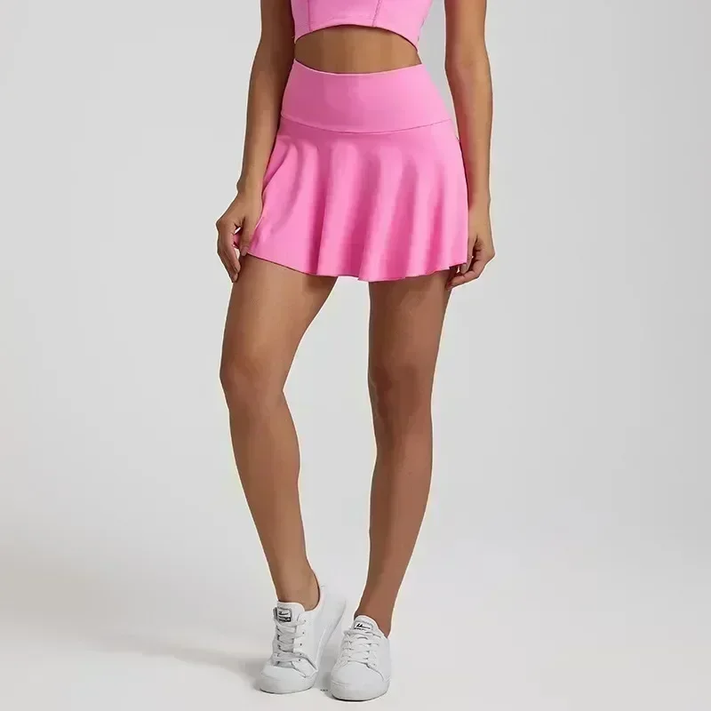 Lemon High Waist Tennis Skirts Shorts Skort Golf Yoga Dance Fitness Pleated Anti Exposure Mini Bottom Pants Women with Pockets