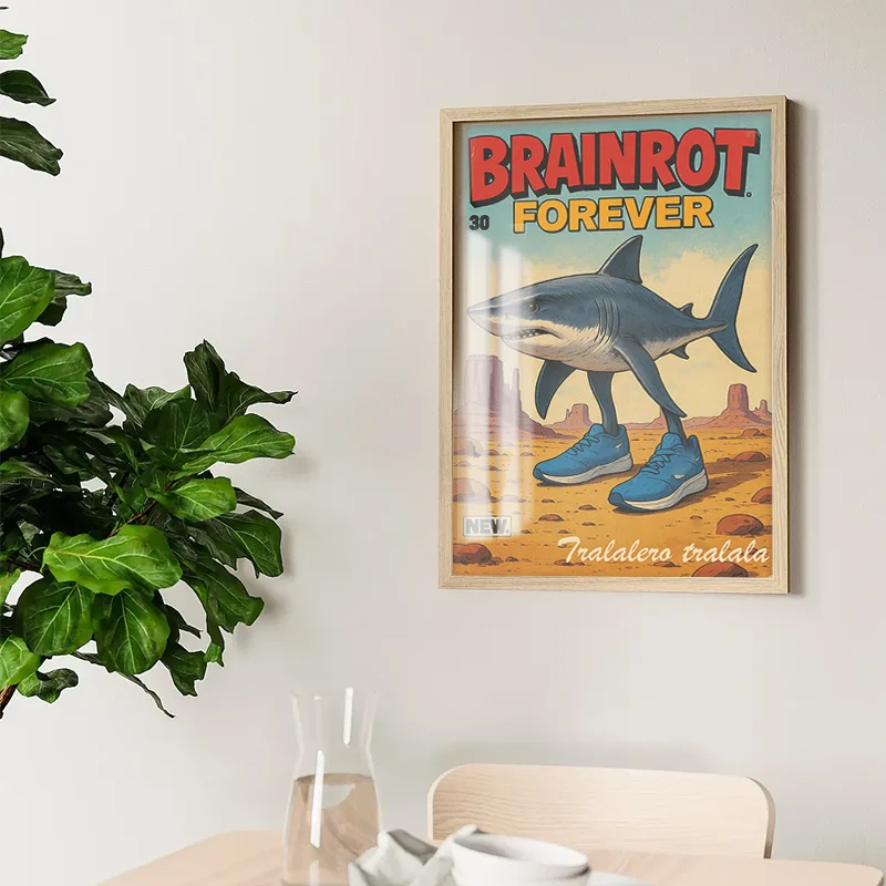 خمر العصرية Brainrot الهزلي تونغ تونغ ساهر Tarlalero Tralala جدار ديكور فني مضحك مخلوق غريب المشارك غرفة المنزل المرآب بار
