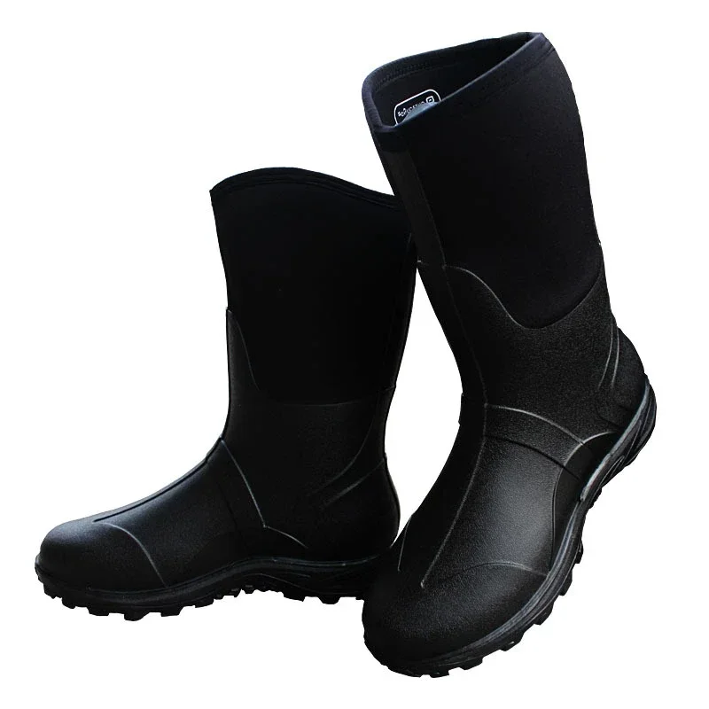 New Men\'s Niu Brang Mid Tube Rain Boots Water Shoes and Rain Shoes for Warmth and Warmth