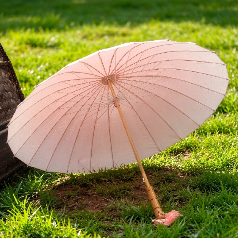 24-Bone Bamboo Handle Straight Umbrella Windproof Tassel Gradient Retro Artistic Design for Men Women Outdoor Travel Use 장우산