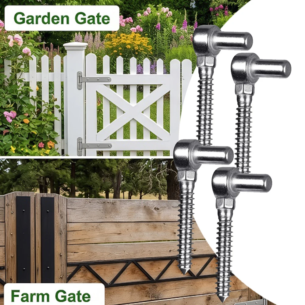 Stainless Steel Lag Screw Hinges 4 Pack for Wooden Gate Support Fence Door Assemblies Barn Doors and Utility Doors