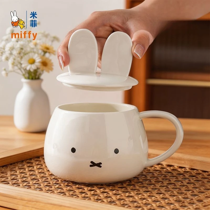 Miffy Kawaii Anime Cartoon Mug Milky White Ears Cute Ceramic Cup High Temperature Resistance New Style Anti-scald Good Looks Cup