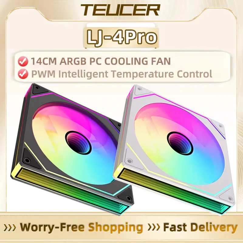 TEUCER Prism4 Fan 140MM 5V 3PIN ARGB 12V 4PIN PWM 1500RPM High performance High Air Volume Silicone Shock Stable&Quiet Design