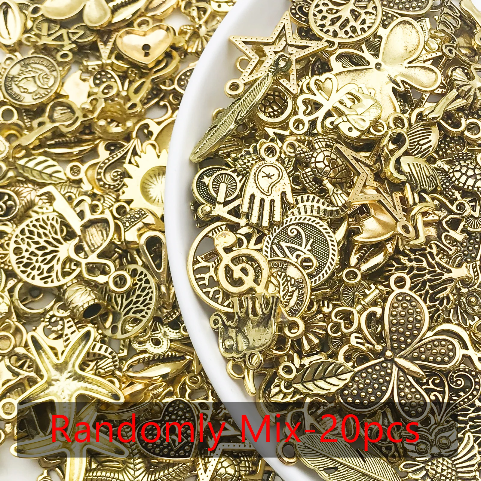 Zufällig gemischte 20/30/50 Stück Metalllegierung Charms Anhänger Perlen für handgefertigte DIY-Armbänder, Halsketten, Ohrringe, DIY-Schmuckherstellung