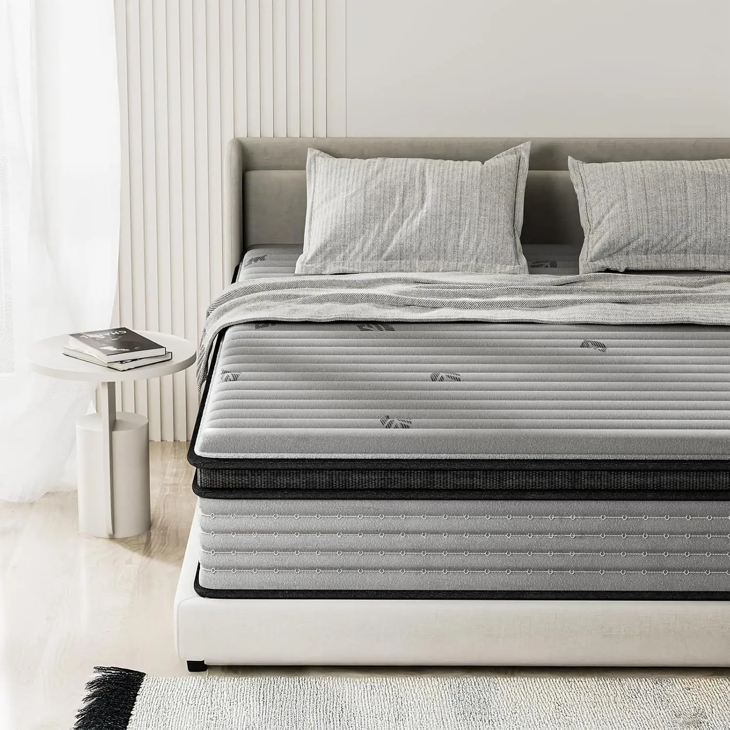 Queen Mattress 12inch in a Box,Memory Foam Hybrid Mattress with Zoned Support for Back&Pressure Relief, Edge Support-CertiPUR-US