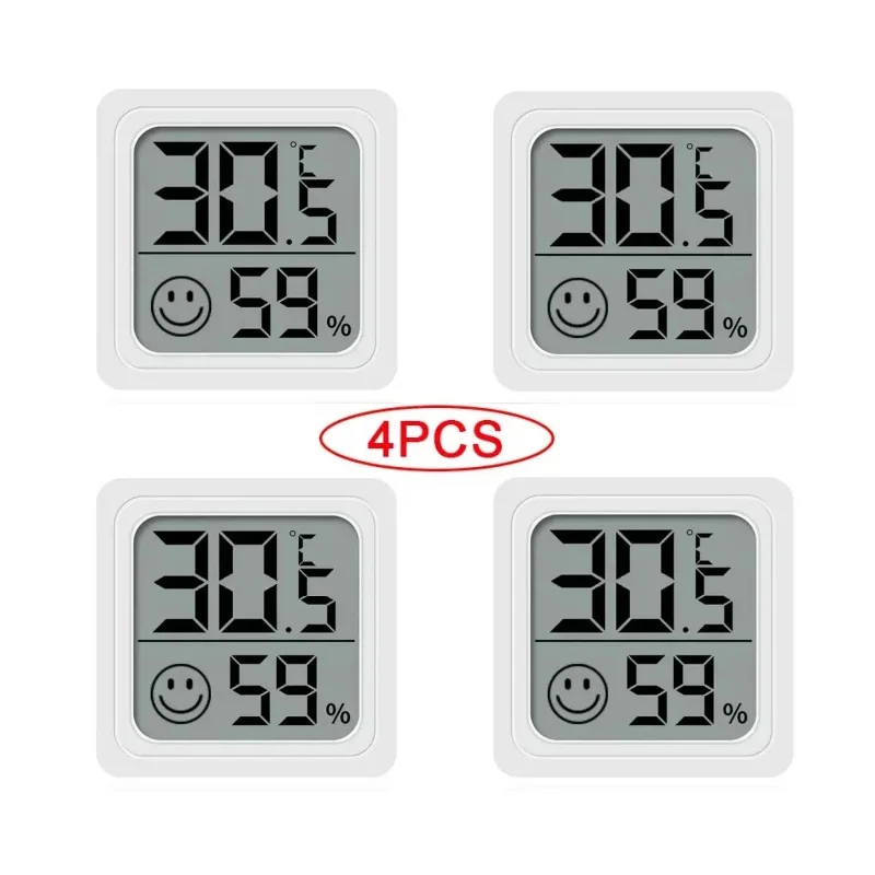 Mini LCD Digital Thermometer Hygrometer Indoor Room Temperature Humidity Meter Sensor Gauge Weather Station 4Pc Set Thermometer