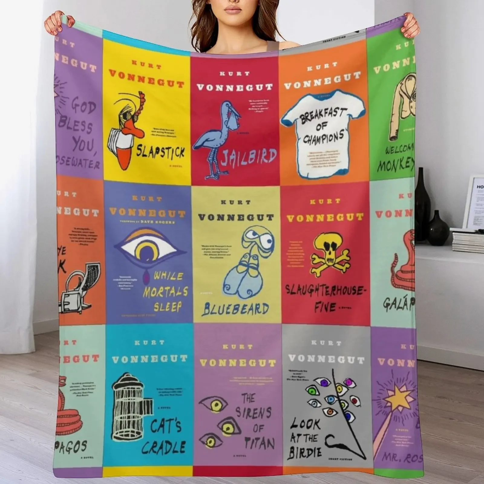 

The Works of Kurt Vonnegut Throw Blanket Beach Soft Big christmas gifts Bed covers Blankets