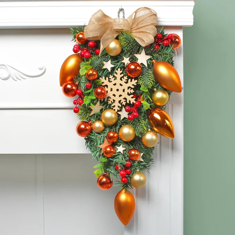 

Christmas Tree Rattan Garland Christmas Snowflake Wall Hanging Decorations Shopping Mall Window Water Droplets Hanging