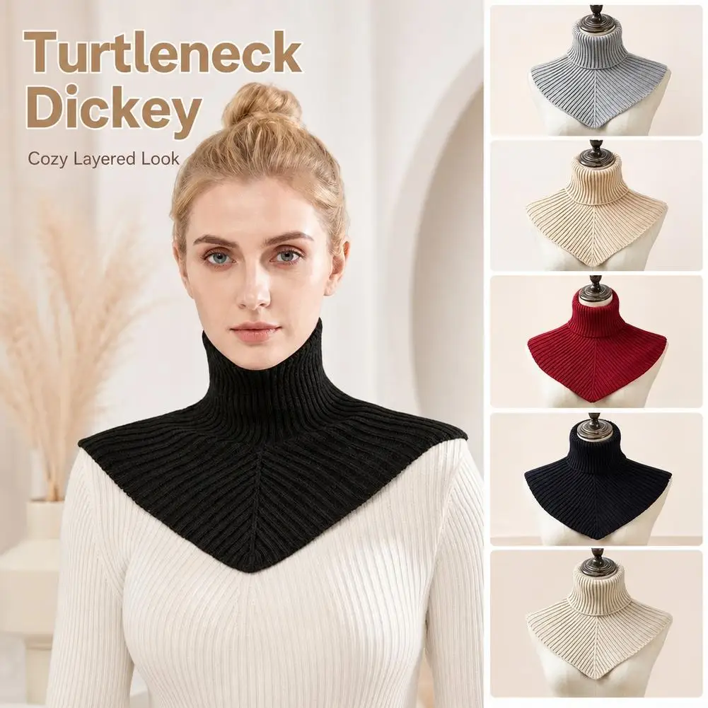 Women Winter Knitted Cotton Fake Collar Scarf Women Warm Turtleneck Neck Warmer Detachable Winter Windproof Scarf 2026 New