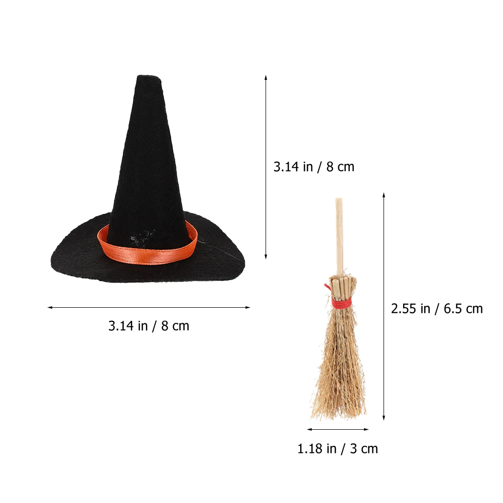 

Mini Felt Hat Party Hats Accessories Tiny for Crafts Brooms Wood Imitation Miniature Decorations