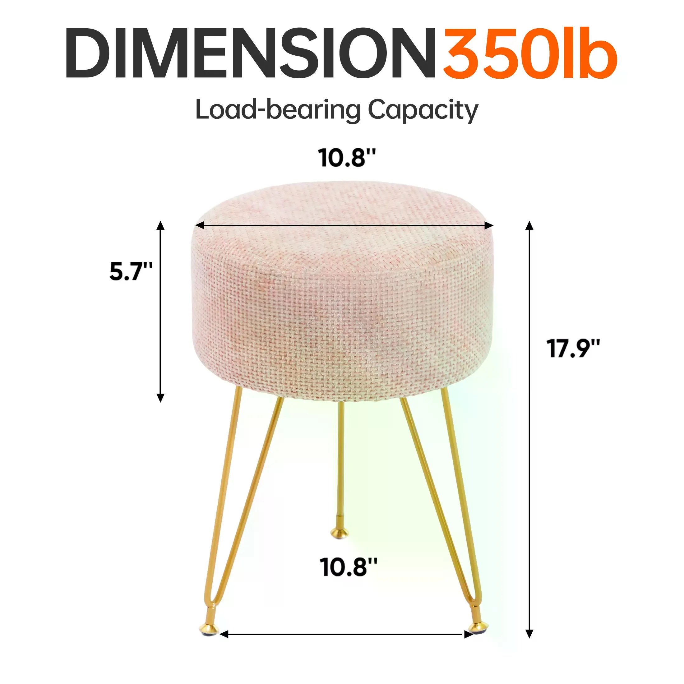 Vanity Stools for Makeup Room, Round Ottoman Foot Stool, Footrest Vanity Chair for Bathroom Vanity, Bedroom, Living Room, Entryway, Offices, Dorm Essentials, Home Decor