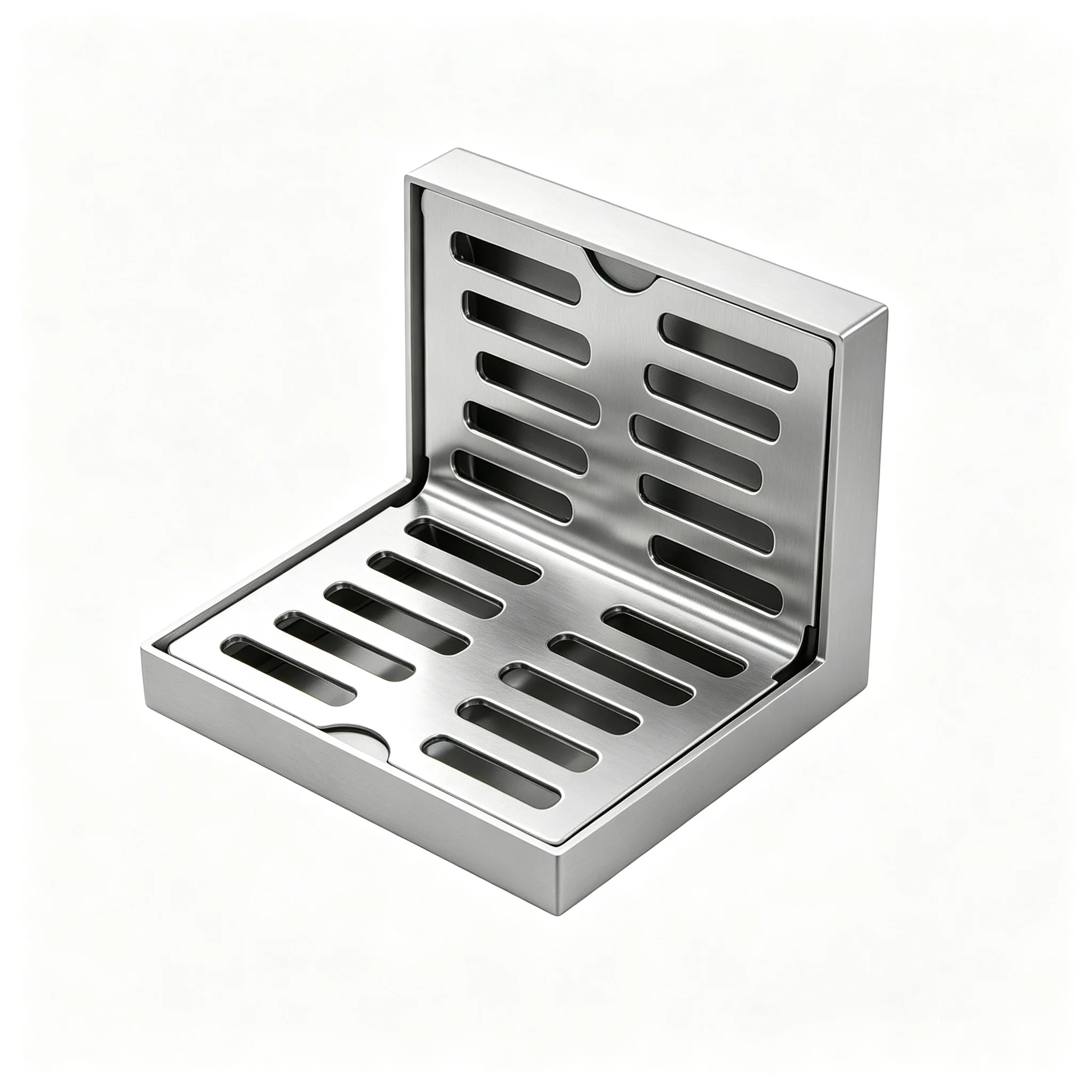 L shaped Corner Floor Drain Stainless Steel Recessed Side Outlet Drain Wall Mounted Drain for Bathroom Balcony Shower Room