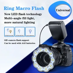 Macro LED Ring Flash Light With 8 Adapter Ring for Sony Nikon Canon Fuji Pentax Olympus Panasonic DSLR Camera aro de luz Kits