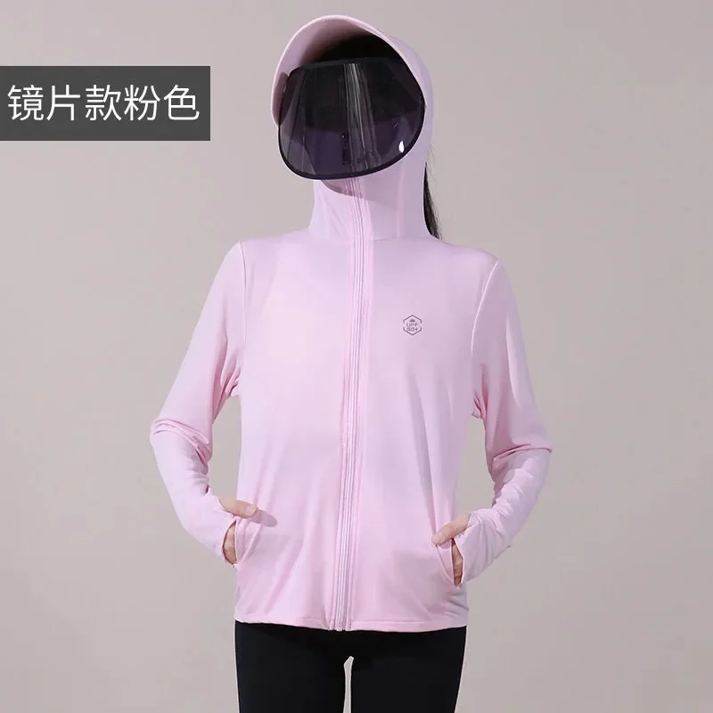 Ice Silk Sunscreen Clothing Women Wear 2023 New Summer Thin Short Jacket Anti-Ultraviolet Cycling Long-Sleeved Sunscreen Clothin