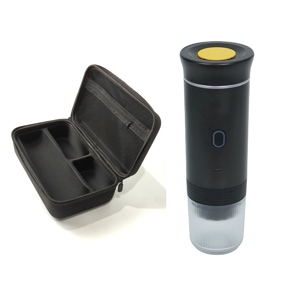 Mini máquina de café expreso profesional con estuche de viaje, cafetera portátil con leche autocalentable para cápsulas y polvo caliente en Amazon