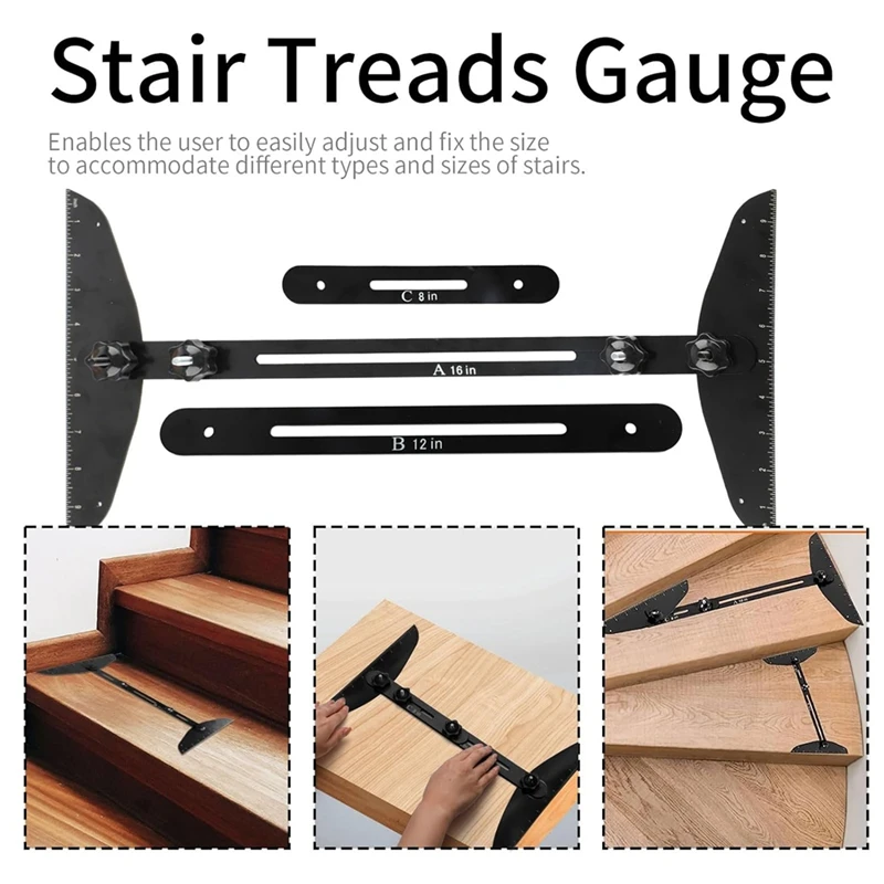 A96I-Stair Treads Gauge Template Tool,Stair Measuring Ruler Set,Shelf Layout Tool For Stairs,Risers,Shelf And Cutting Drywall