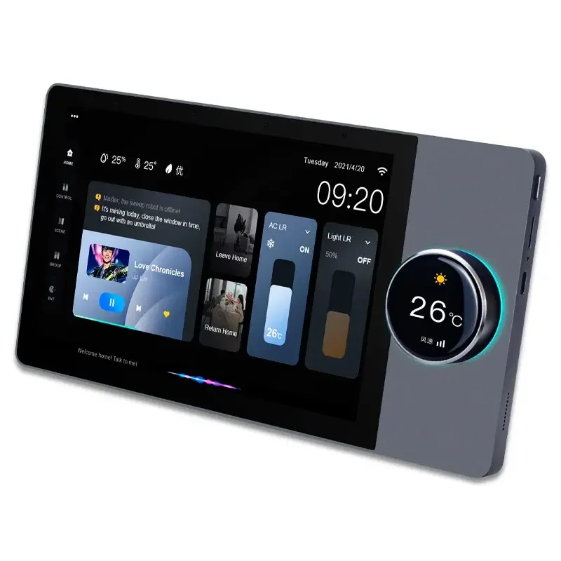 Tianlai TL-8 8 Inches Smart Home Touch Screen Control Panel Audio Android Wifi Alexa Wall Amplifier With Tuya And Zigbee