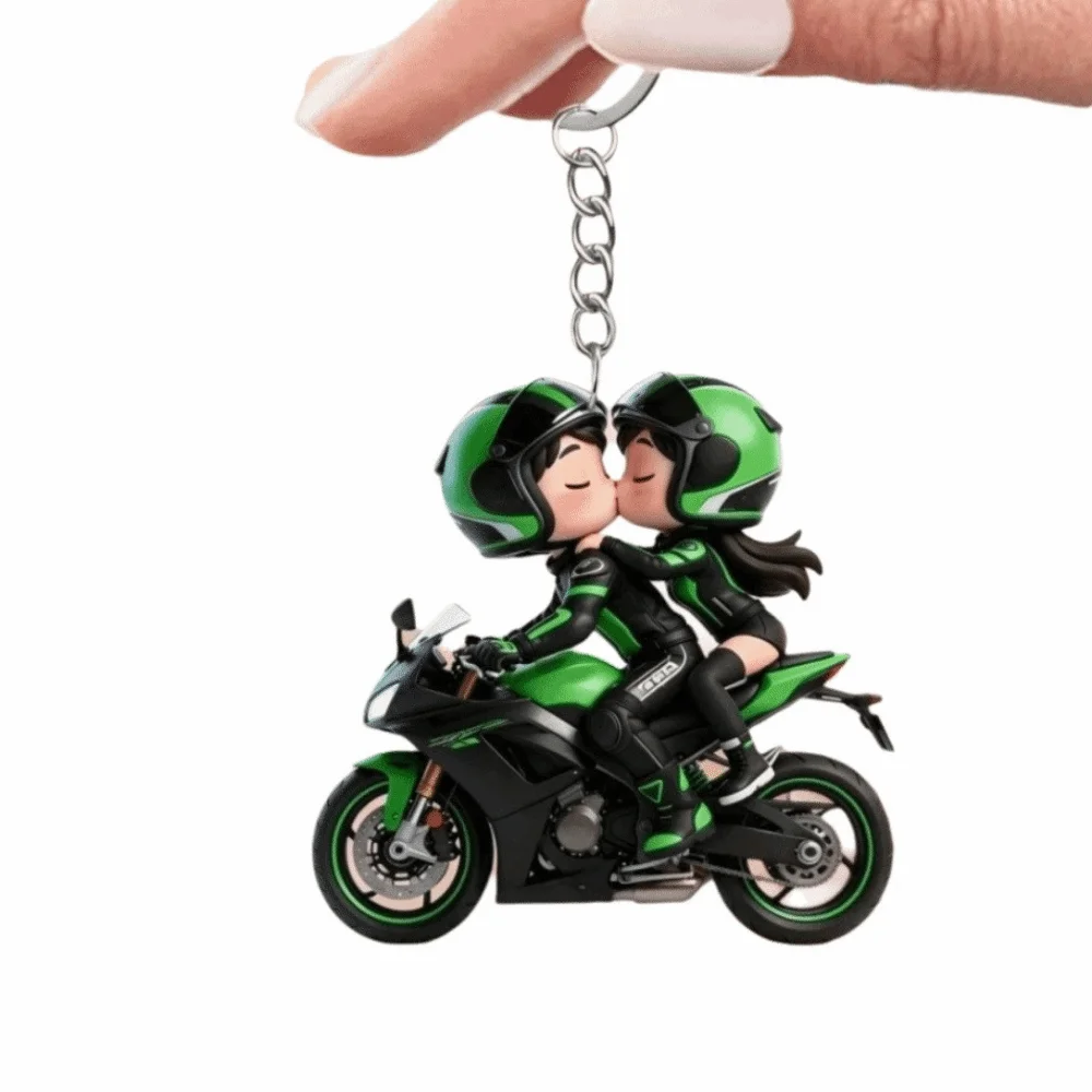 Key Ring 2D Flat Motorcycle Keychain Mini Design Decoration Couple Keychain Acrylic Funny Locomotive Men Pendant Gifts