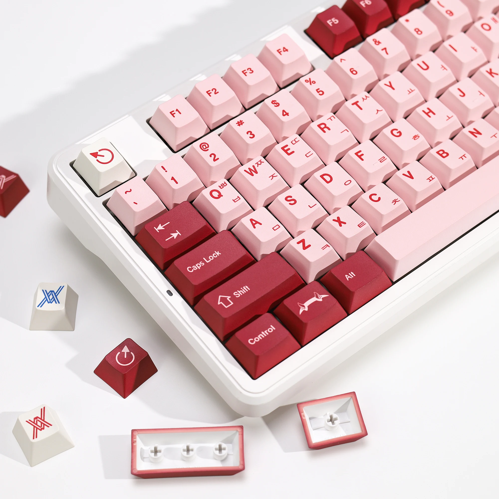 

KBDiy GMK Darling Keycaps Korean PBT Retro Red Alice ISO Cherry Profile Keycap Custom For MX Switch 60 Mechanical Keyboard Gamer