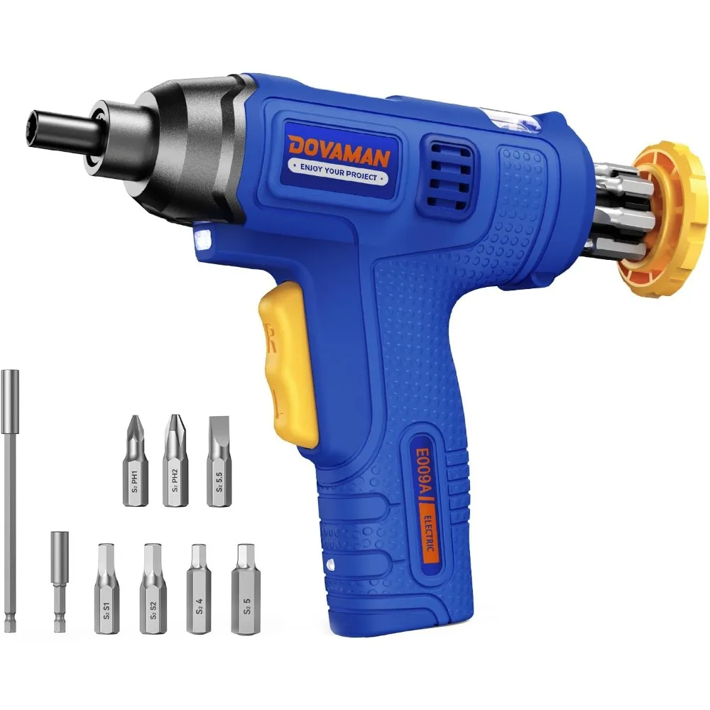 مفك براغي كهربائي لاسلكي قابل لإعادة الشحن من DOVAMAN 6NM 4V مع مساحة تخزين مدمجة، 7 بت وصندوق حمل، شحن سريع من النوع C، LED Li #1