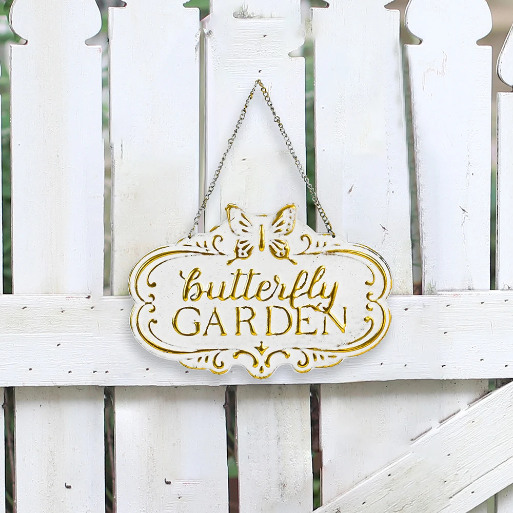 European Wrought Iron Welcome Sign Pendant Outdoor Miniature Garden Courtyard Listing Sign Crafts Decoration Accessories
