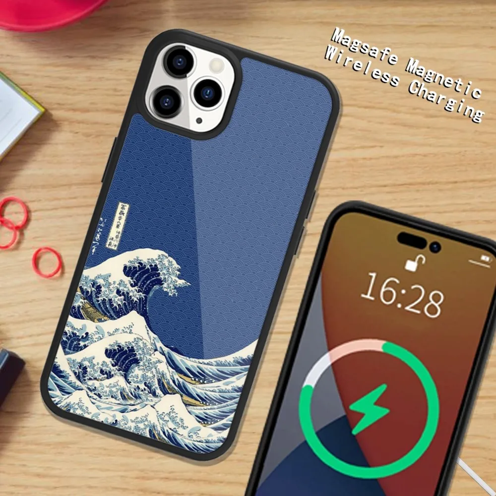 Great Wave off Kanagawa Katsushika Hokusai Phone Case Magsafe Magnetic For iPhone 15 14 13 12 11 Plus Pro Max Wireless Charging