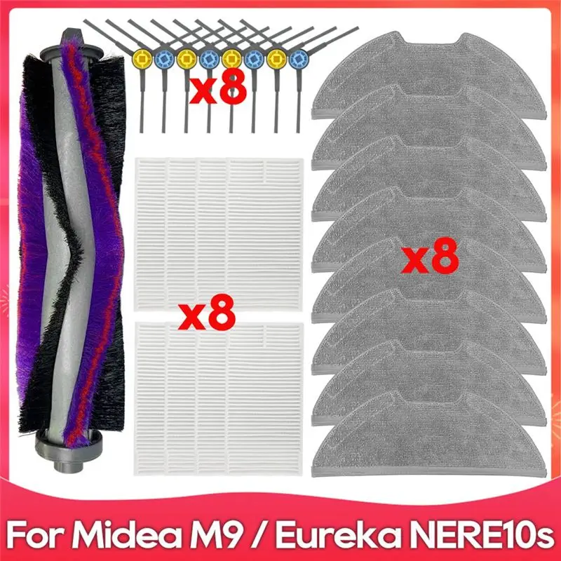 BHBD-For Midea M9 / Eureka E20 Plus / Nere10s E10S / Obode A8 Spare Parts Accessories Main Side Brush Filters Mop Cloth