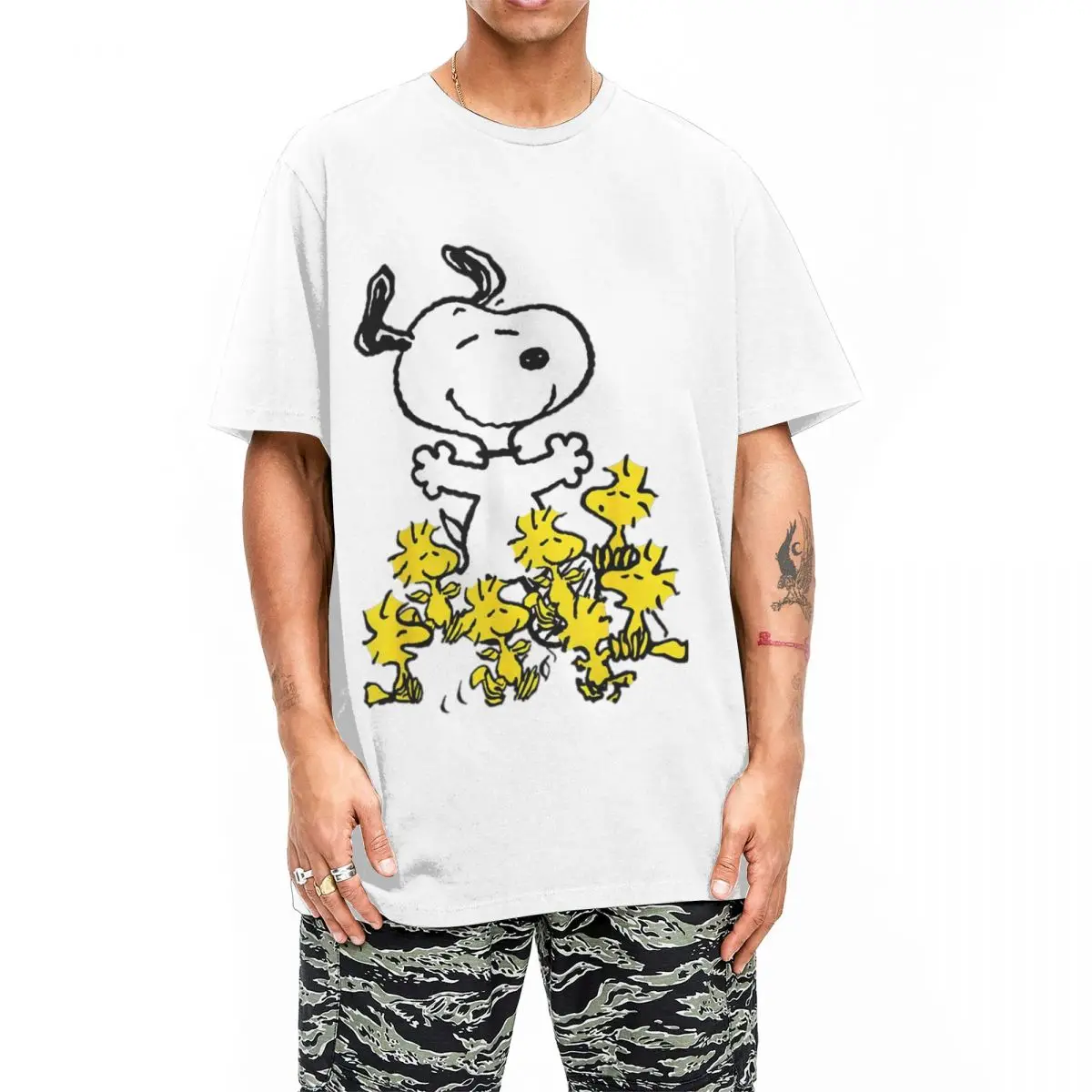 Funny Peanuts Snoopy Chick Party T-Shirts Men Women Round Neck 100% Cotton T Shirts Short Sleeve Tee Shirt Unique Clothes