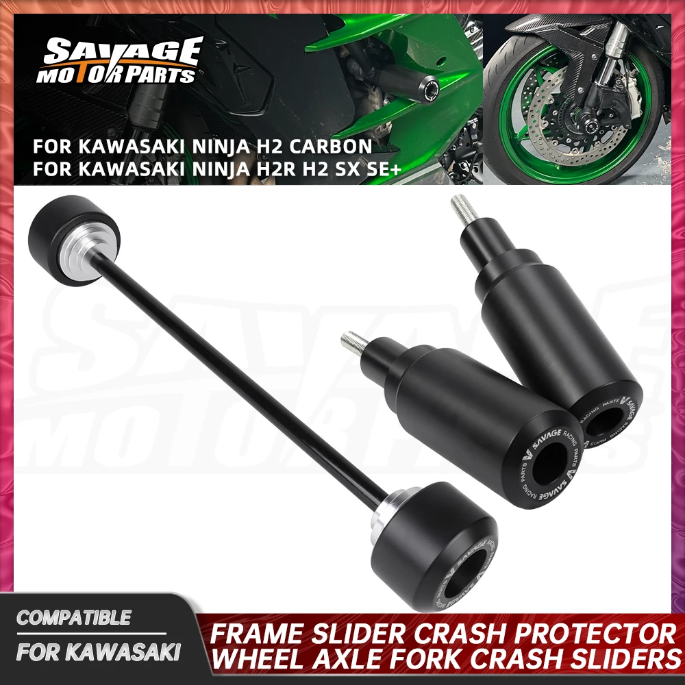 

Ninja H2 Frame Slider Crash Protector для Kawasaki Ninja H2R H2 SX SE + Карбоновый мотоцикл, переднее колесо, ось, вилка, аварийные ползунки