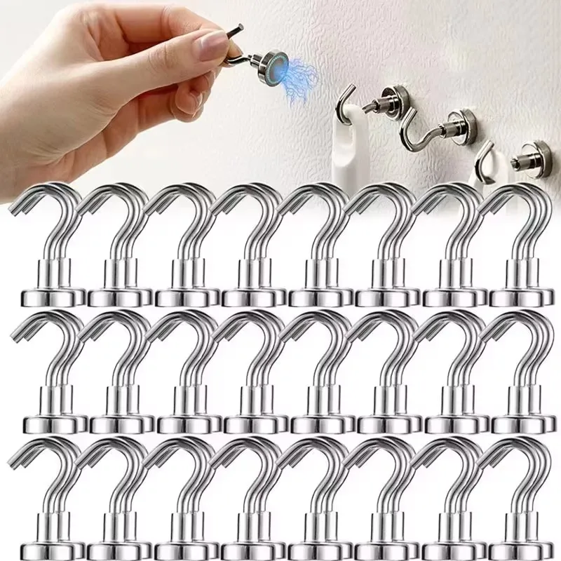 1/2/4/6 قطعة خطاف مغناطيسي قوي معدني الحائط الثقيلة خطاف مغناطيسي مفتاح شماعات المنزل اكسسوارات المطبخ الحمام المغناطيس