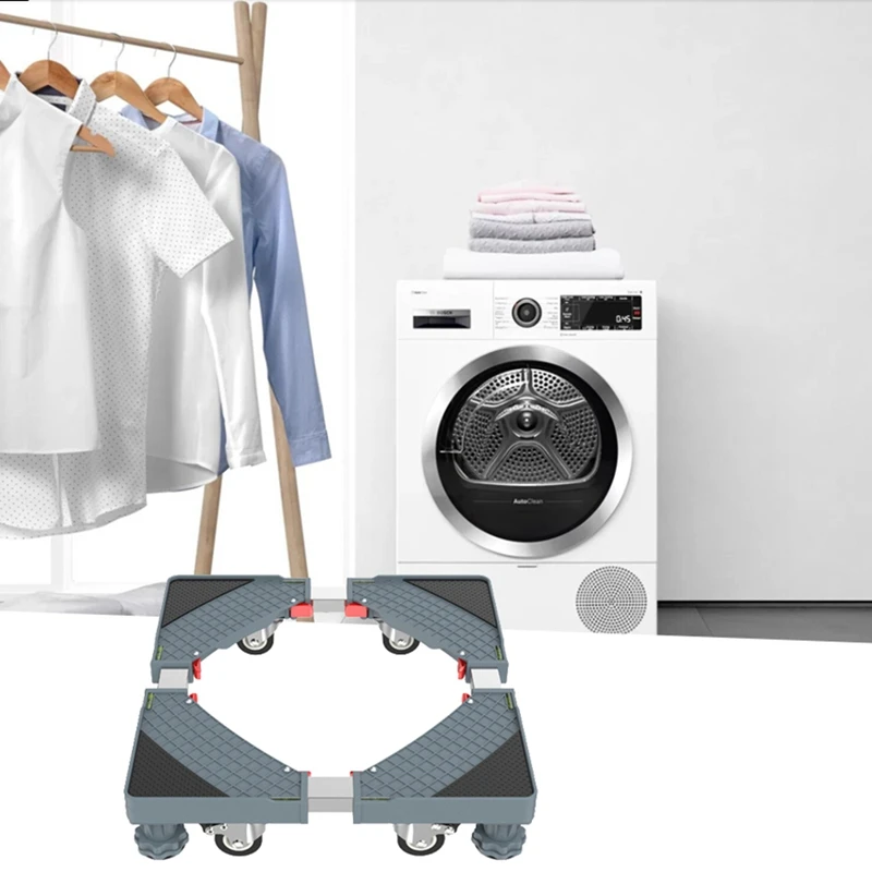 Adjustable Washing Machine Stand With Wheels Non-Slip Anti-Vibrator Mobile Base For Washing Machine Bathroom