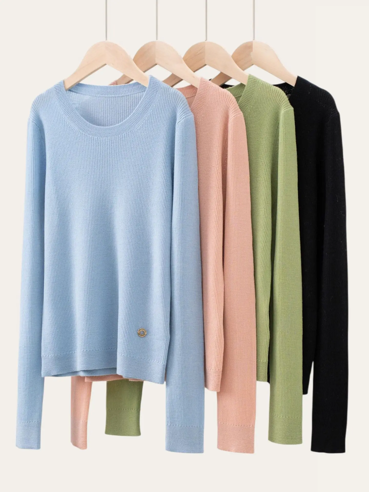 

Осень-зима, женский шерстяной вязаный топ, облегающий круглый базовый слой, удобный универсальный длинный свек, повседневный слэ