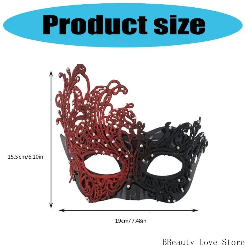 Elegant Black Lace Half Face Mask Adjustable Elastic Strap For Halloween Party