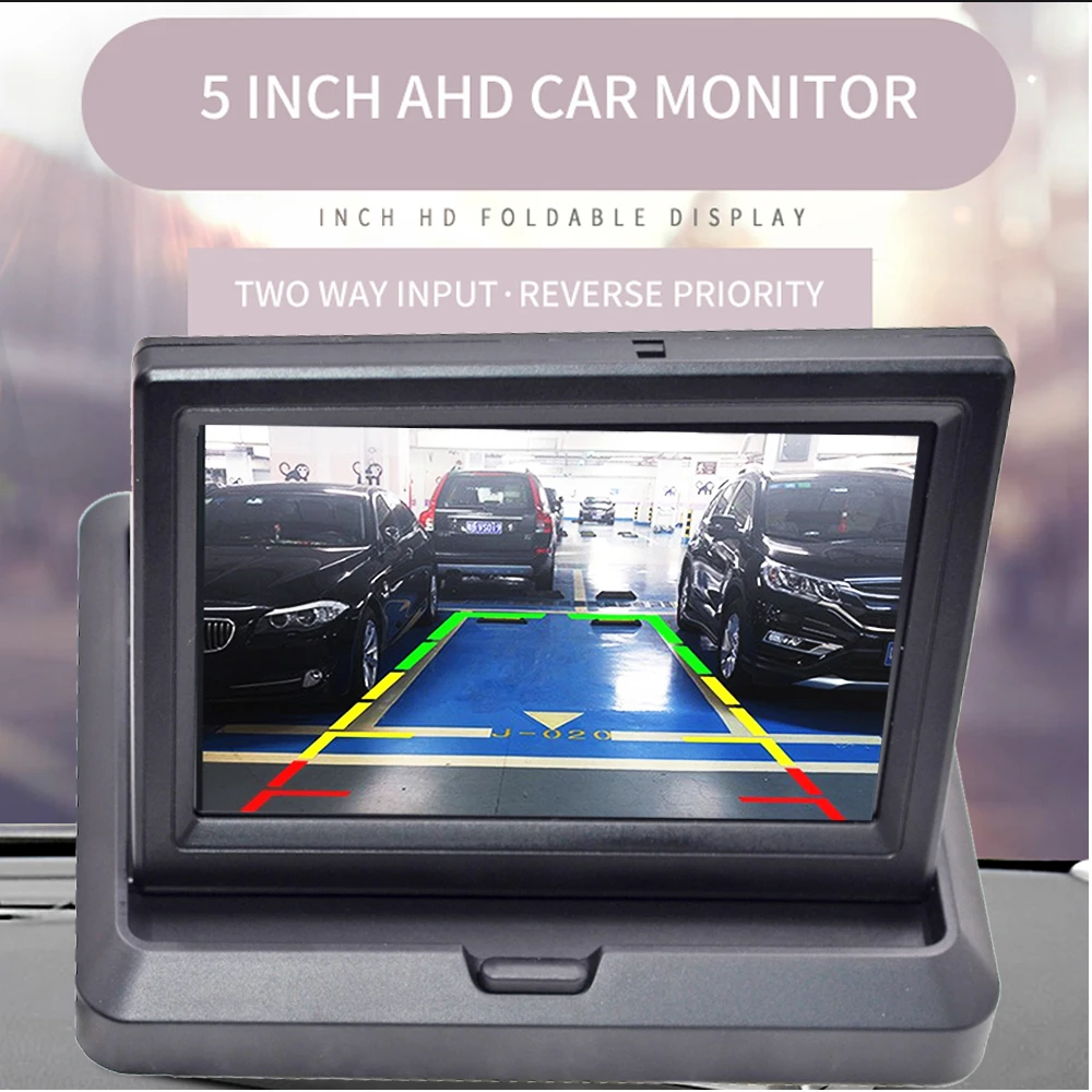 5 Inch AHD Car Monitor 1920*1080P Foldabel High Definition For Starlight Night Vision Vehicle Rear View Camera Reverse