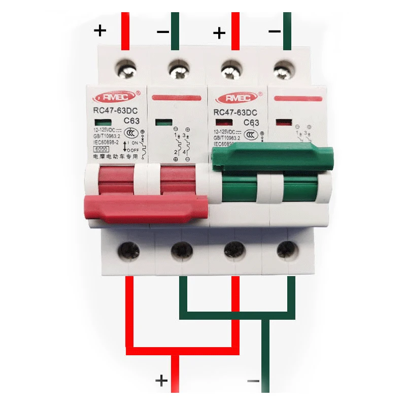 DC 1P+1P 2P+2P Circuit Breaker MCB Double Power Conversion Interlock 32A 63A 80A 100A 125A 150A 160A 200A 250A Battery Protector