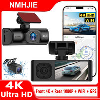 UHD Front 4K and Rear 1080P Dash Cam For Car DVR Dual Lens Built-In WiFi G-Sensor With GPS Track Playback Car Video Recorder
